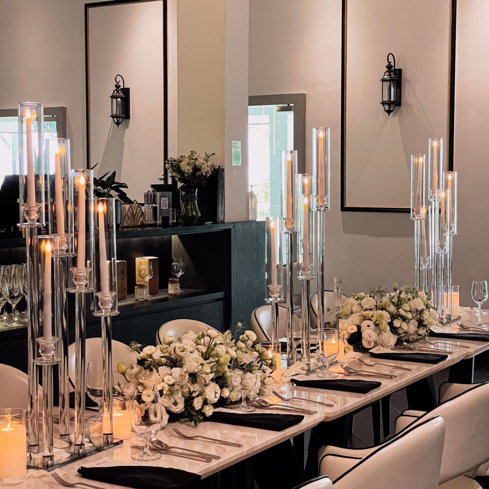 Tall Glass Candelabra